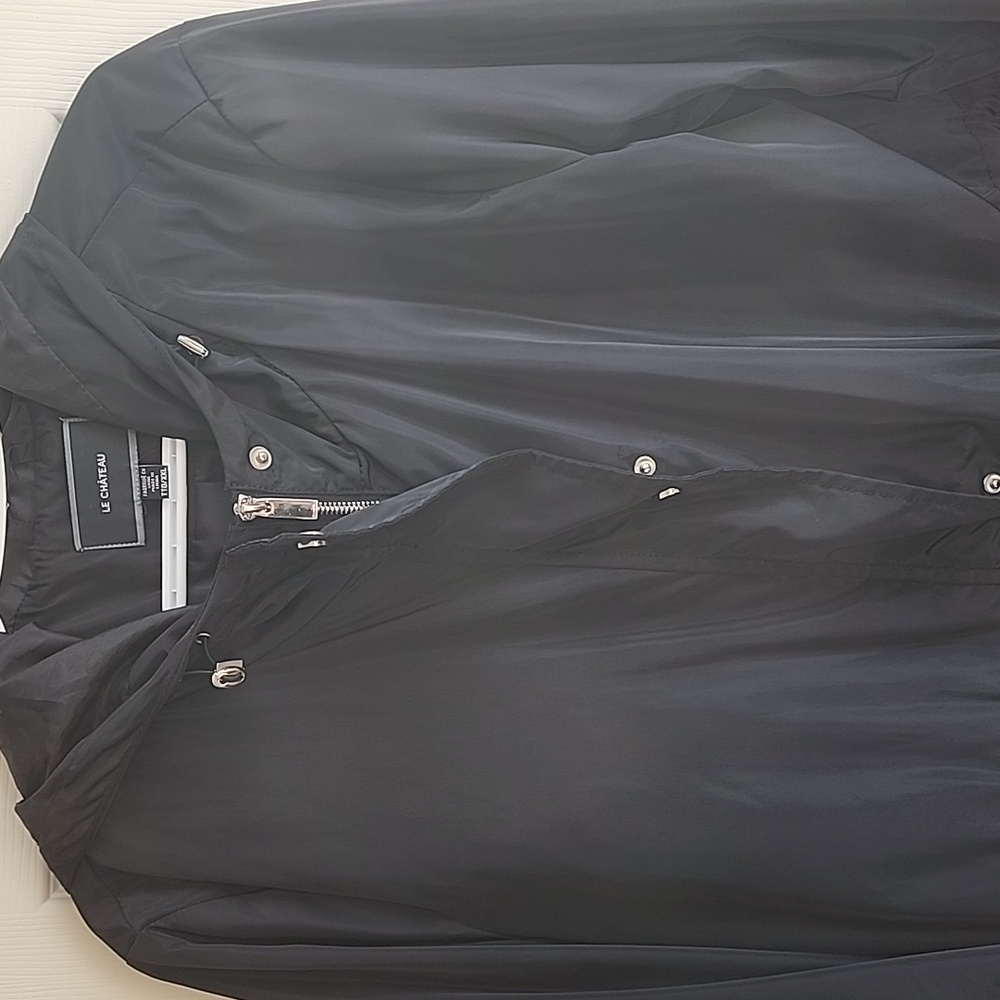 Le Chateau Black Hooded Utility Rain Jacket / Anorak Size XXL - Picture 2 of 7